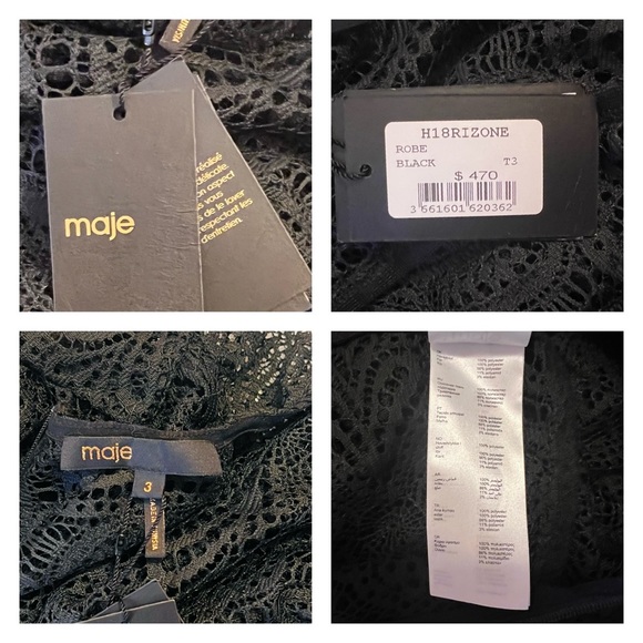 New! MAJE Rizone Black Lace Mini Dress - Picture 8 of 8